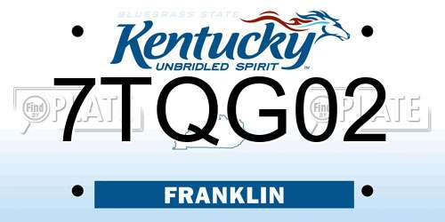 7TQG02 Kentucky License Plate