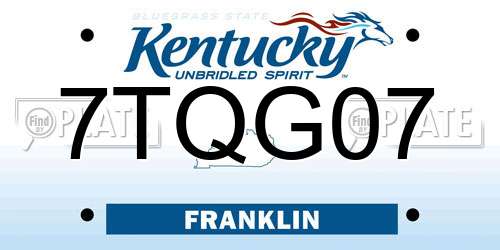7TQG07 Kentucky License Plate