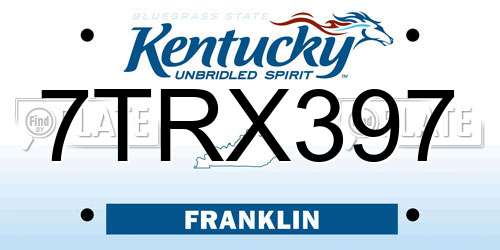7TRX397 Kentucky License Plate