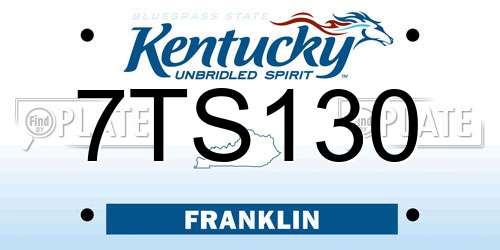 7TS130 Kentucky License Plate