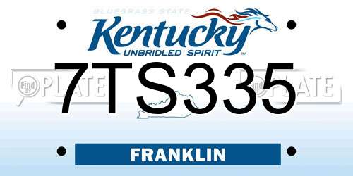 7TS335 Kentucky License Plate