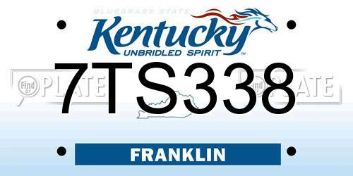 7TS338 Kentucky License Plate