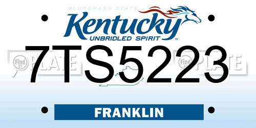 7TS5223 Kentucky License Plate