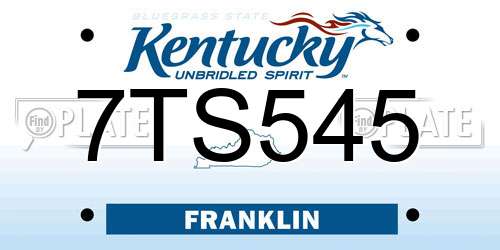 7TS545 Kentucky License Plate