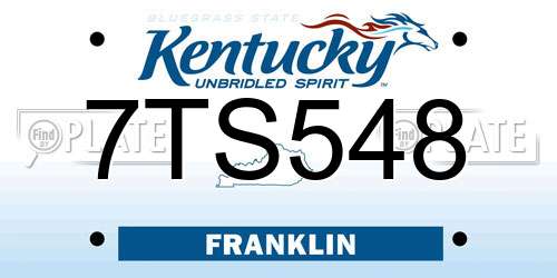 7TS548 Kentucky License Plate