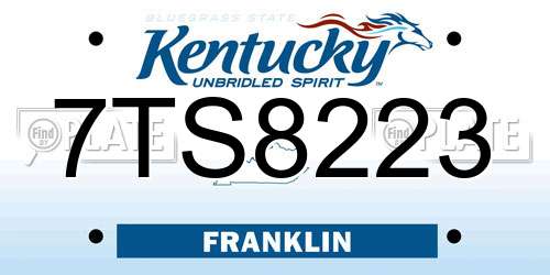 7TS8223 Kentucky License Plate