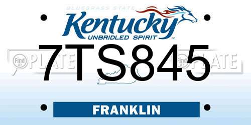 7TS845 Kentucky License Plate