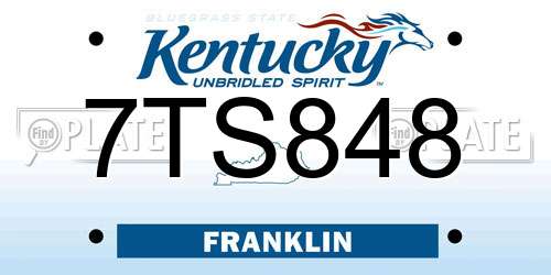 7TS848 Kentucky License Plate