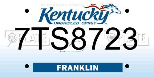 7TS8723 Kentucky License Plate