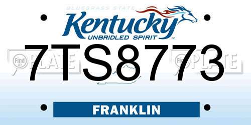 7TS8773 Kentucky License Plate