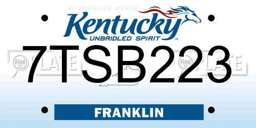7TSB223 Kentucky License Plate