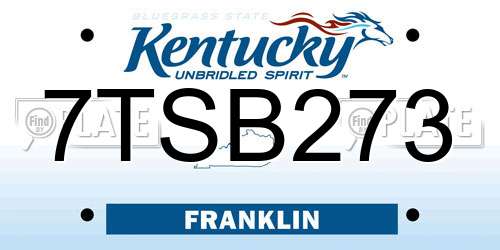 7TSB273 Kentucky License Plate