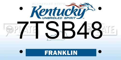 7TSB48 Kentucky License Plate