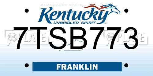7TSB773 Kentucky License Plate