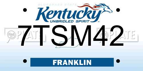7TSM42 Kentucky License Plate