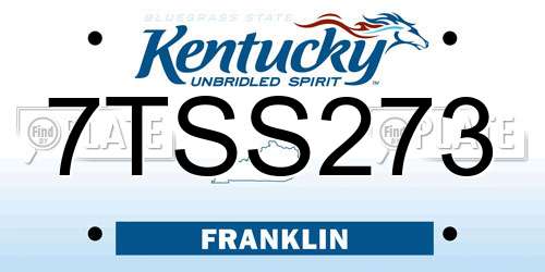7TSS273 Kentucky License Plate