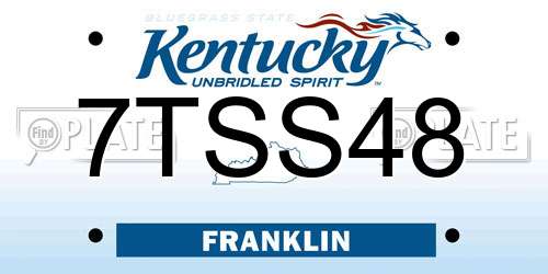 7TSS48 Kentucky License Plate