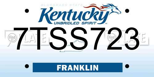 7TSS723 Kentucky License Plate