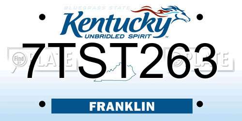 7TST263 Kentucky License Plate