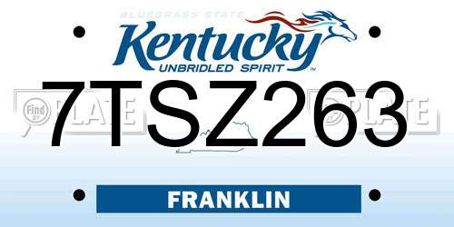 7TSZ263 Kentucky License Plate