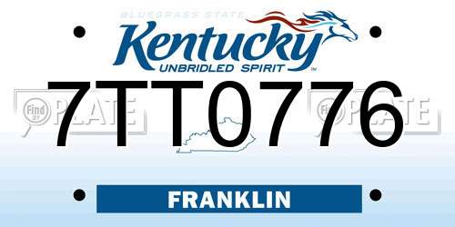 7TT0776 Kentucky License Plate