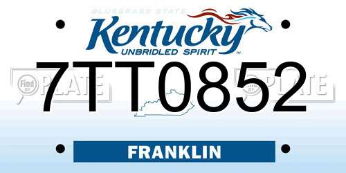 7TT0852 Kentucky License Plate