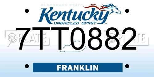 7TT0882 Kentucky License Plate