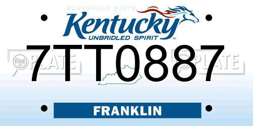 7TT0887 Kentucky License Plate