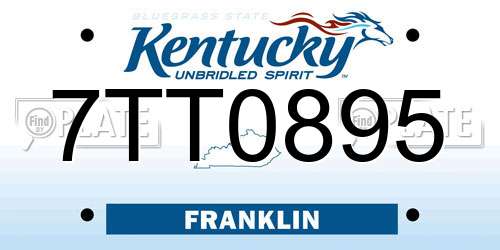 7TT0895 Kentucky License Plate