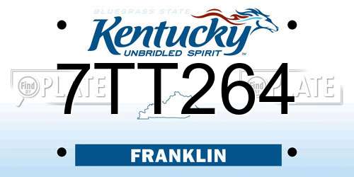 7TT264 Kentucky License Plate