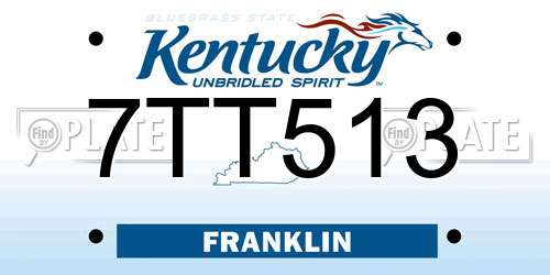 7TT513 Kentucky License Plate