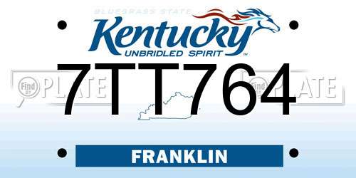 7TT764 Kentucky License Plate