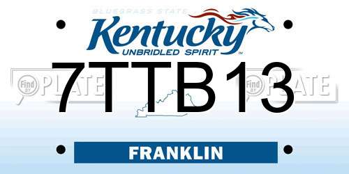 7TTB13 Kentucky License Plate