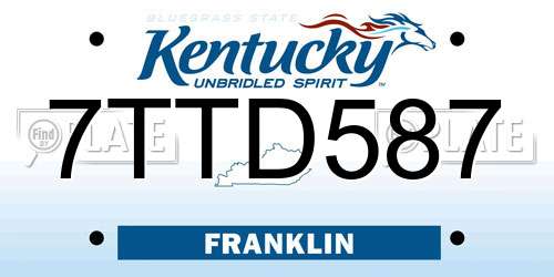 7TTD587 Kentucky License Plate