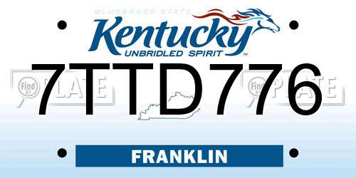 7TTD776 Kentucky License Plate