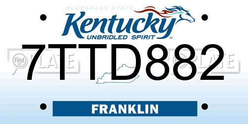 7TTD882 Kentucky License Plate