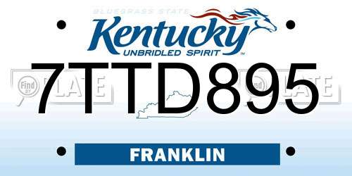 7TTD895 Kentucky License Plate