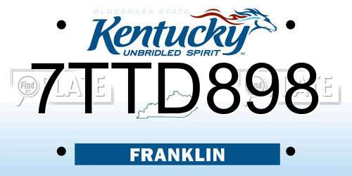 7TTD898 Kentucky License Plate