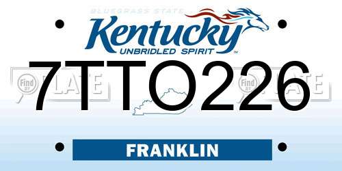 7TTO226 Kentucky License Plate