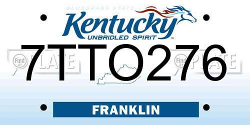 7TTO276 Kentucky License Plate