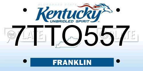 7TTO557 Kentucky License Plate