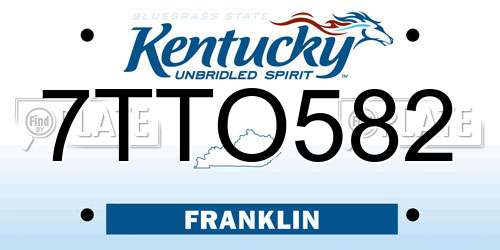 7TTO582 Kentucky License Plate