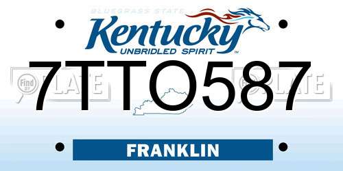 7TTO587 Kentucky License Plate