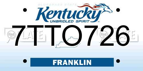 7TTO726 Kentucky License Plate