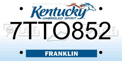7TTO852 Kentucky License Plate