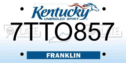7TTO857 Kentucky License Plate