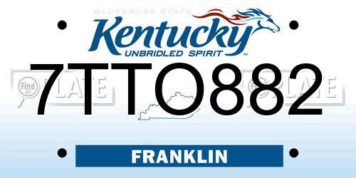 7TTO882 Kentucky License Plate