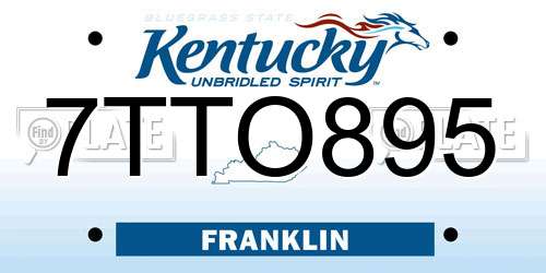 7TTO895 Kentucky License Plate