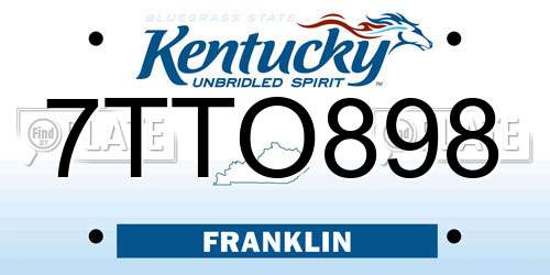 7TTO898 Kentucky License Plate