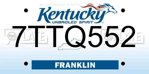 7TTQ552 Kentucky License Plate